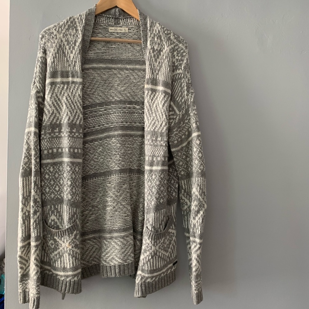 Gray/White Cozy Cardigan